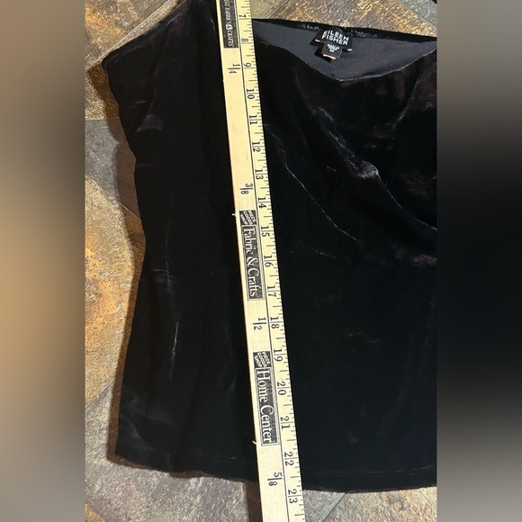 Eileen Fisher Black Silk Velvet Spaghetti Strap Tank Top Minimalist Quiet Luxury - Picture 4 of 9